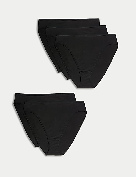 5er-Pack hoch geschnittene Slips aus Baumwolle und Modal mit hoch  ausgeschnittenem Bein