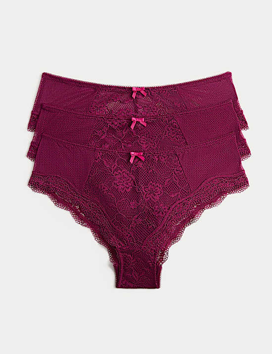 3 Pack Jasmine All Over Lace Hipster Knickers