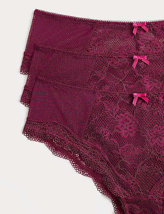 3 Pack Jasmine All Over Lace Hipster Knickers