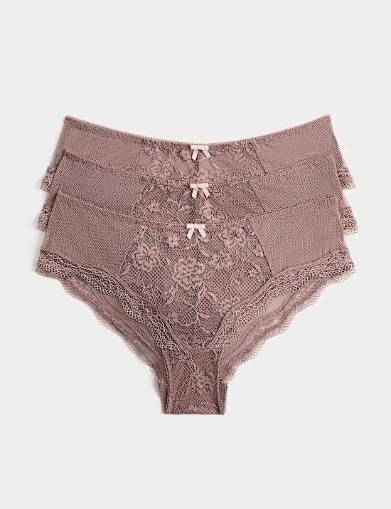 Lot de 3 culottes taille basse Jasmine en dentelle