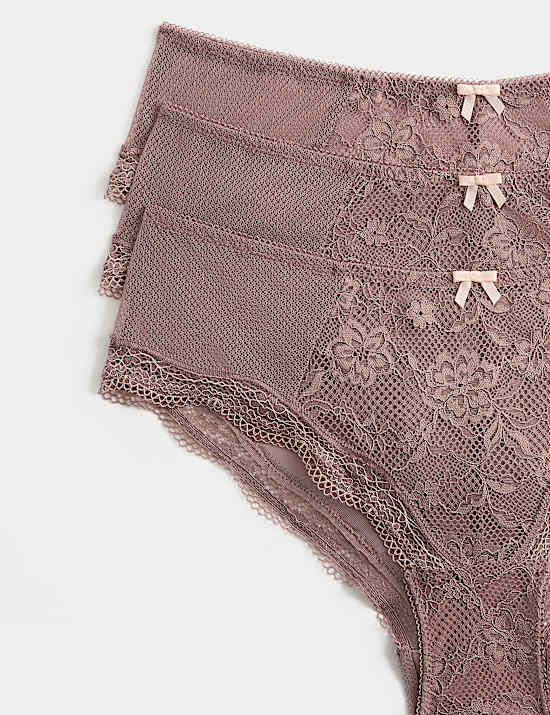 Lot de 3 culottes taille basse Jasmine en dentelle
