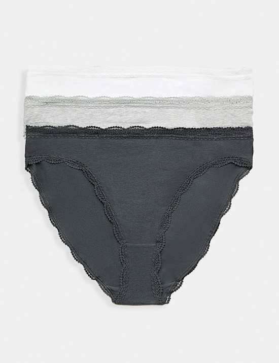3pk Cotton Rich High Leg Knickers