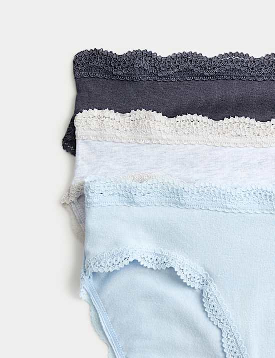 3pk Cotton Rich High Leg Knickers