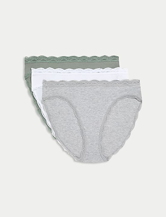 3pk Cotton Rich High Leg Knickers