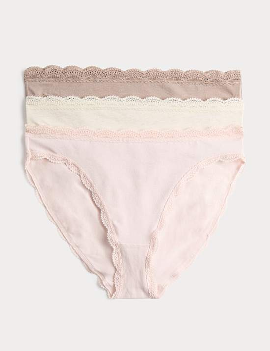 3pk Cotton Rich High Leg Knickers