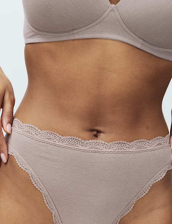 3pk Cotton Rich High Leg Knickers