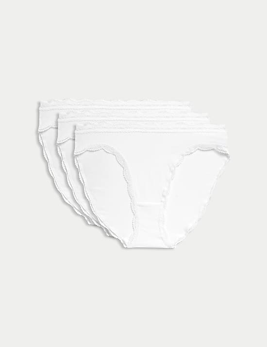 3pk Cotton Rich High Leg Knickers