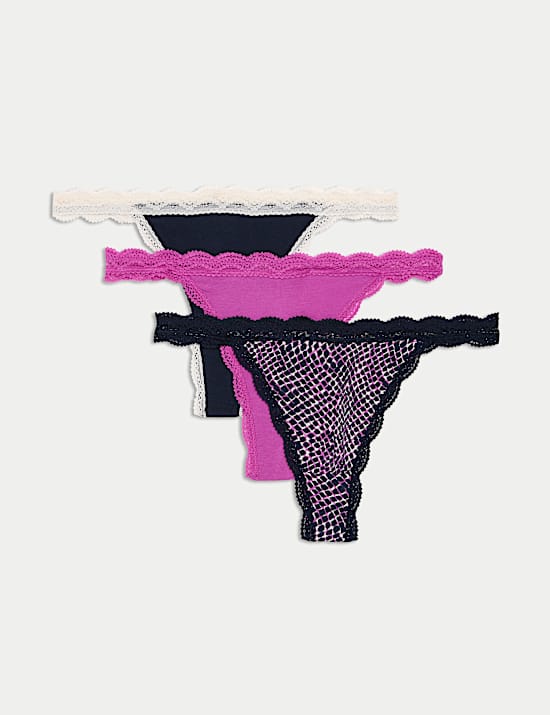 Στρινγκ με υψηλή περιεκτικότητα σε βαμβάκι, σετ των 3