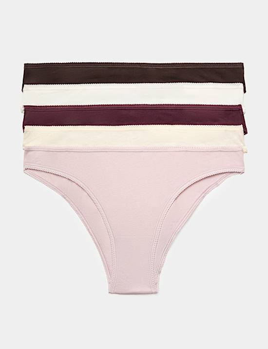 5 Pack Cotton Lycra&reg; Brazilian Knickers
