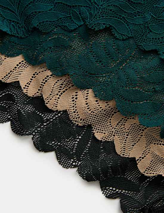 3pk Flexifit™ Lace Brazilian Knickers