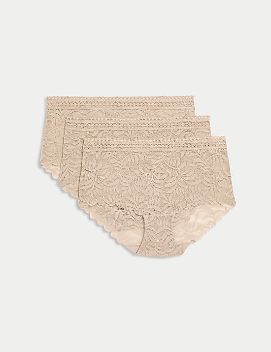 Pack de 3 braguitas culotte de talle alto de encaje Flexifit™