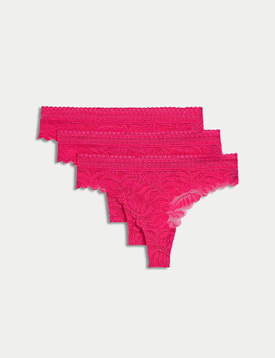 3pk Flexifit™ Lace Thongs