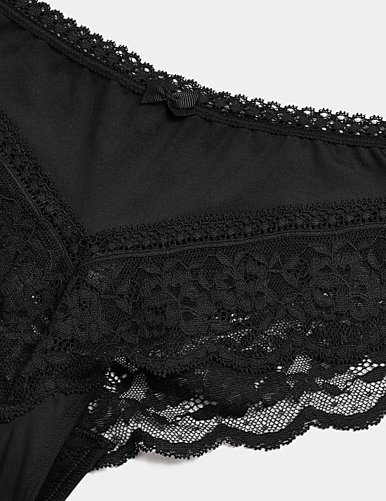 3pk Lace Trim Brazilian Knickers