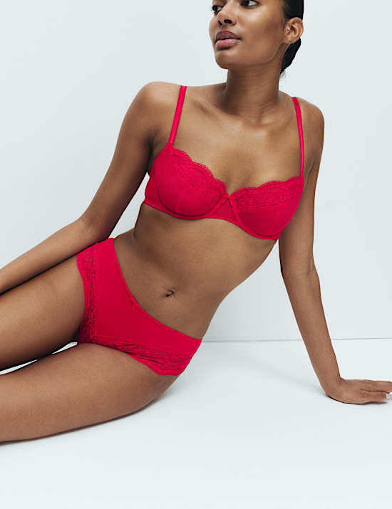 3pk Lace Trim Brazilian Knickers