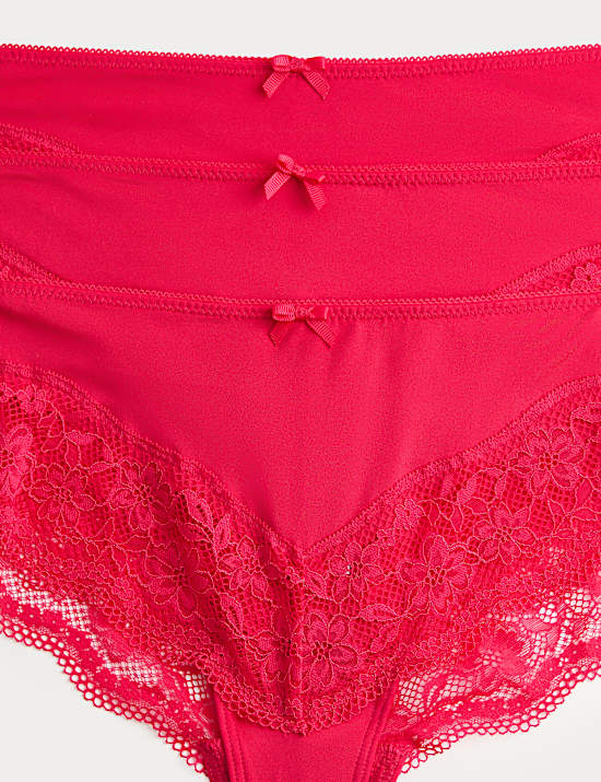 3pk Lace Trim Brazilian Knickers