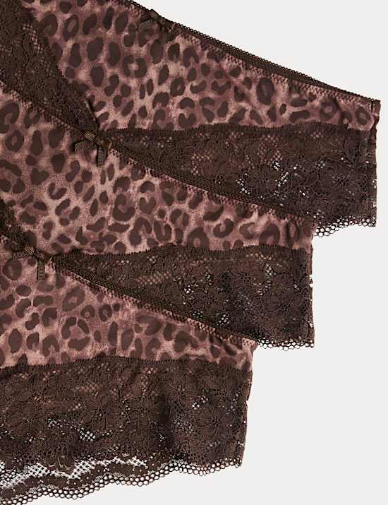 3 Pack Jasmine Lace Trim Brazilian Knickers