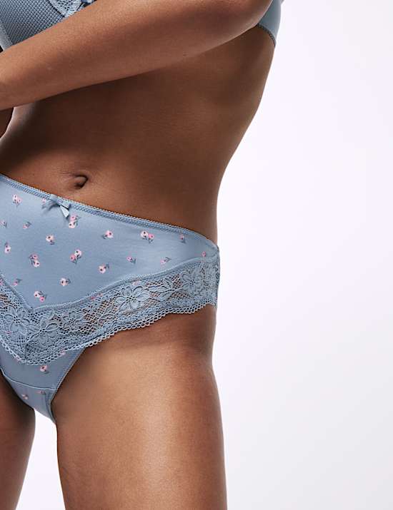 3pk Lace Trim High Leg Knickers