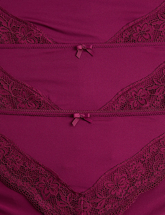 3pk Lace Trim High Leg Knickers