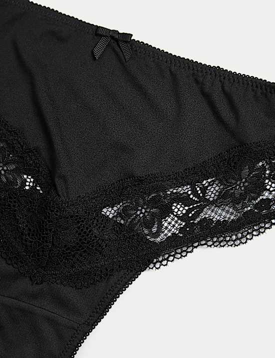 3pk Lace Trim High Leg Knickers