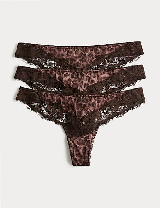 3pk Lace Trim Thongs