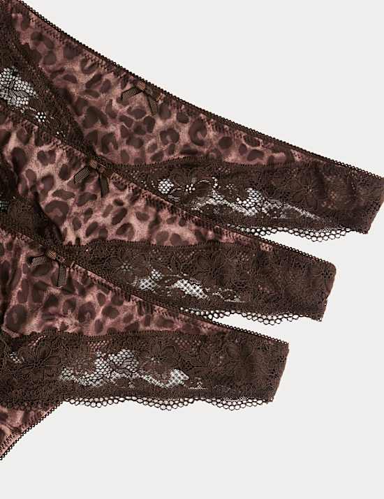 3pk Lace Trim Thongs