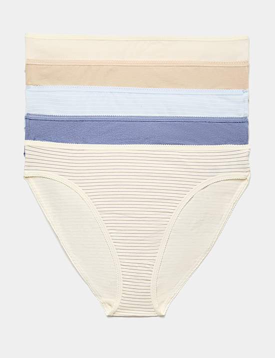 5pk Cotton Rich Lycra&reg; High Leg Knickers