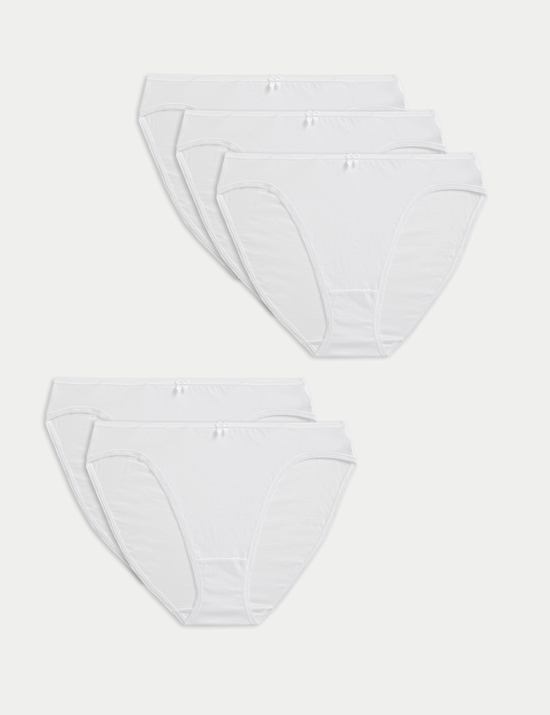 5pk Cotton Rich Lycra® High Leg Knickers