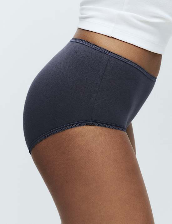 Lot de 5 shortys taille haute en coton et Lycra&reg;