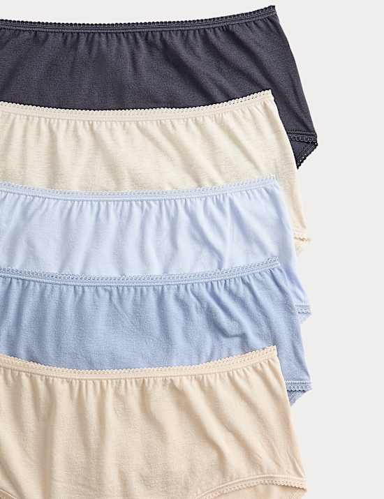 Lot de 5 shortys taille haute en coton et Lycra&reg;