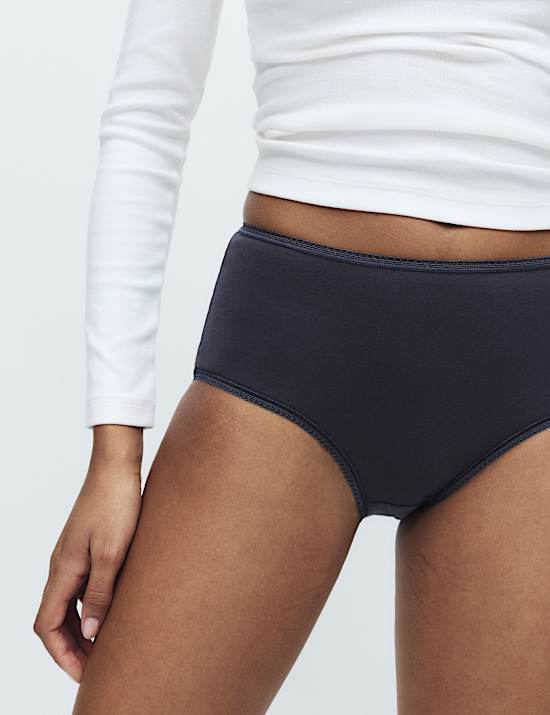 Lot de 5 shortys taille haute en coton et Lycra&reg;