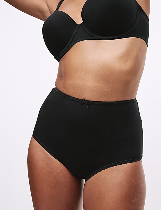 Ψηλόμεσο σλιπ από βαμβάκι και Lycra® σε σετ των 5