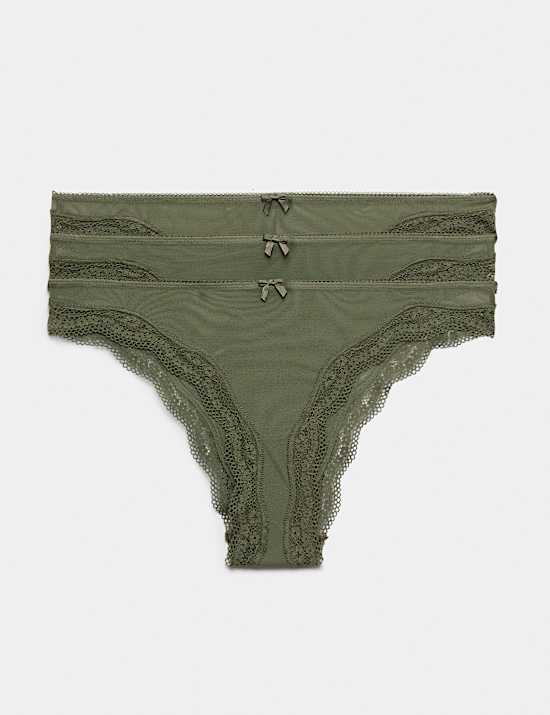 3 Pack Jasmine Mesh Brazilian Knickers