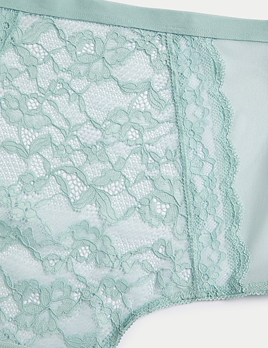 Ψηλόμεσο σλιπ με δαντέλα, σετ των 3