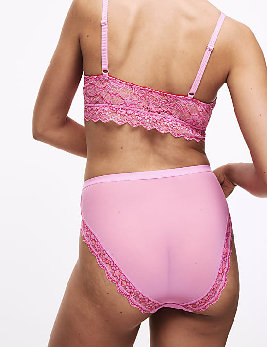 3pk Lace High Waisted High Leg Knickers