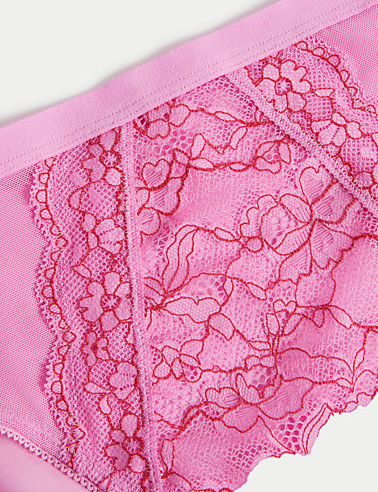 3pk Lace High Waisted High Leg Knickers