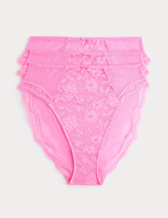 3pk Jasmine Lace High Waisted High Leg Knickers