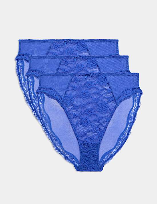 3pk Jasmine Lace High Waisted High Leg Knickers