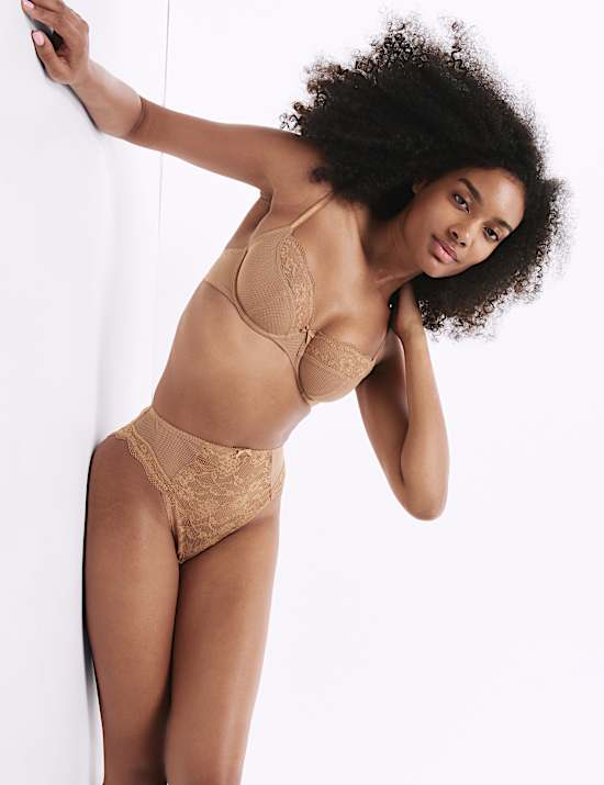 3pk Jasmine Lace High Waisted High Leg Knickers