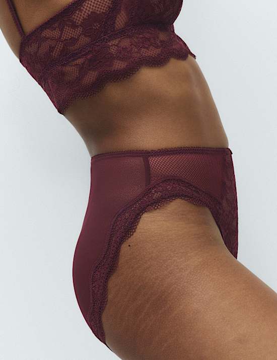 3pk Jasmine Lace High Waisted High Leg Knickers
