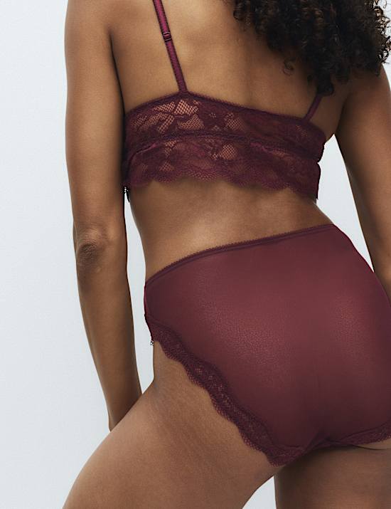 3pk Jasmine Lace High Waisted High Leg Knickers