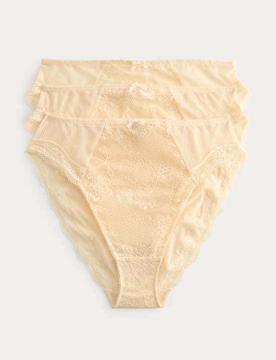 3pk Jasmine Lace High Waisted High Leg Knickers