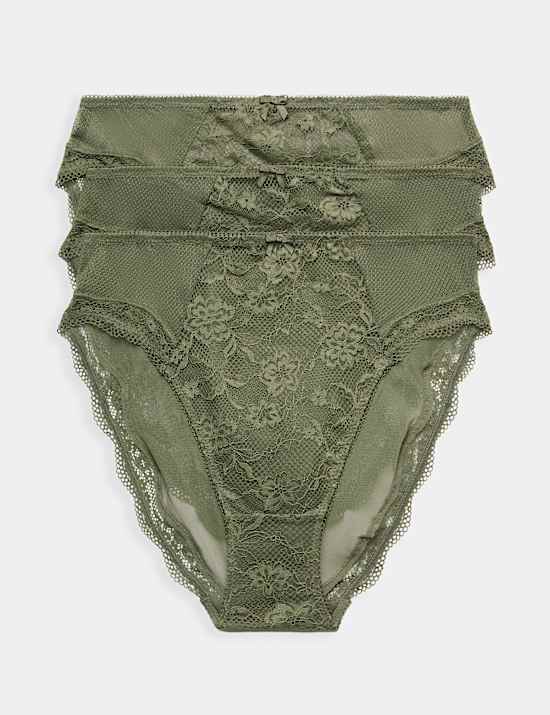 3pk Jasmine Lace High Waisted High Leg Knickers