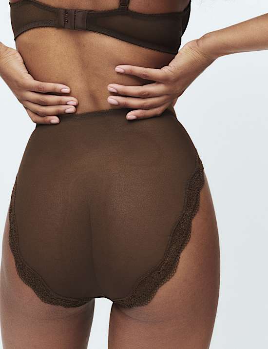 3pk Jasmine Lace High Waisted High Leg Knickers