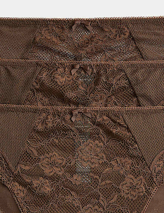 3pk Jasmine Lace High Waisted High Leg Knickers