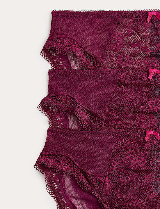 3pk Jasmine Lace High Waisted High Leg Knickers