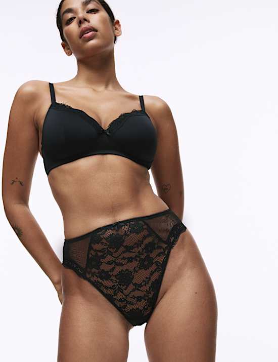 3pk Jasmine Lace High Waisted High Leg Knickers