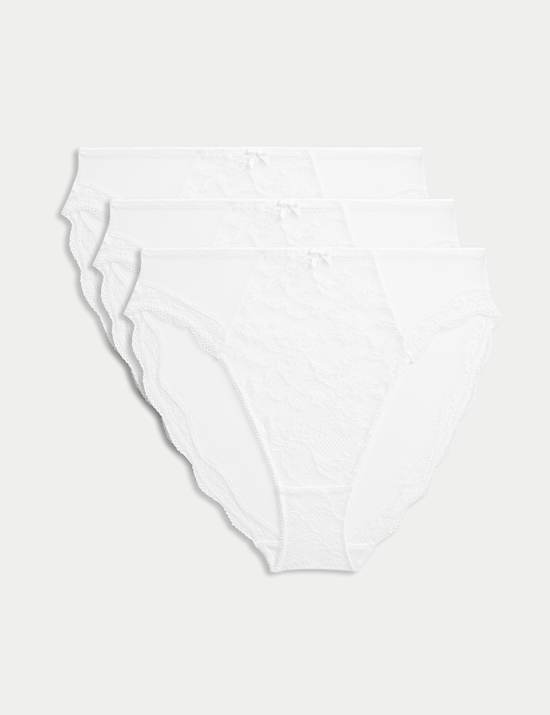 3pk Lace High Waisted High Leg Knickers