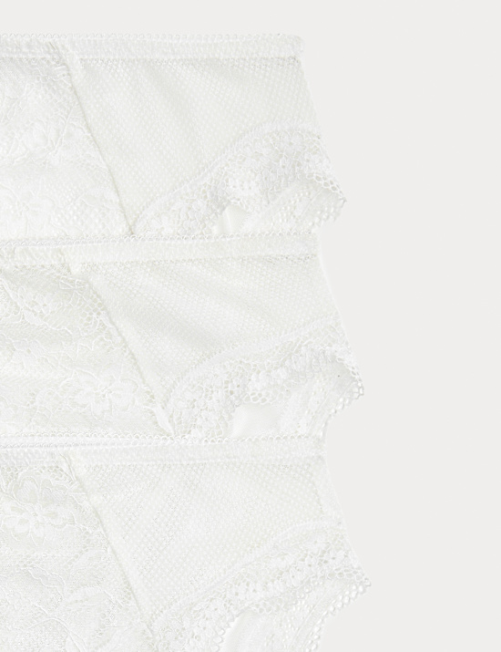 3pk Lace High Waisted High Leg Knickers