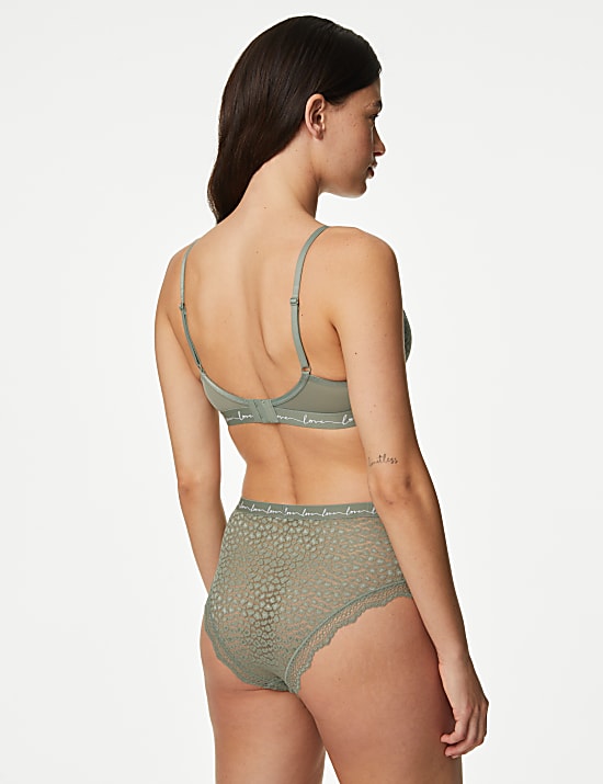 3pk Lace & Mesh High Waisted Brazilian Knickers