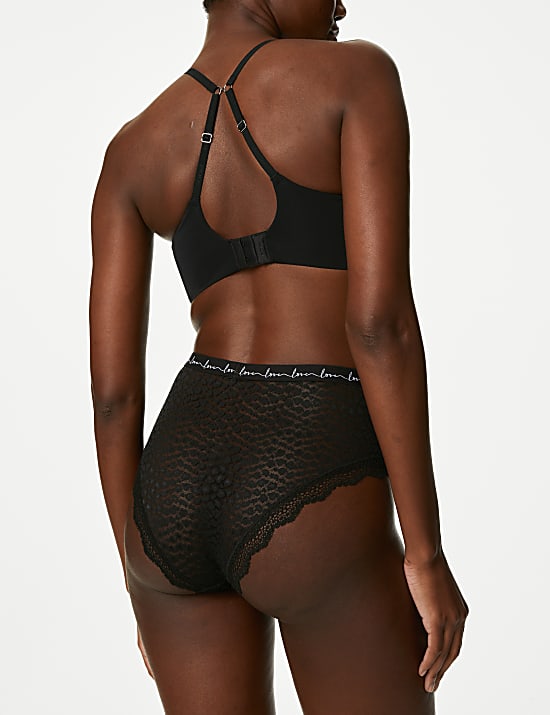 3pk Lace & Mesh High Waisted Brazilian Knickers